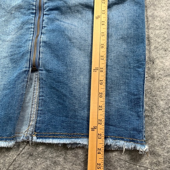 One 5 One Jean Skirt Womens Large Stretch Gold Zip‎ Front - Picture 4 of 8